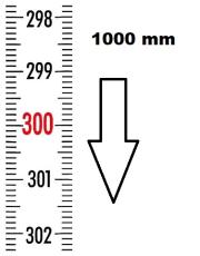 REGLET GRADUE VERTICAL ZÉRO EN HAUT LONGUEUR 1000 MM<br>REF : RGVR1-00H010
